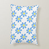 青いデイジー水彩模様2 アクセントクッション (裏面(縦))