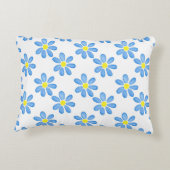 青いデイジー水彩模様2 アクセントクッション (裏面)