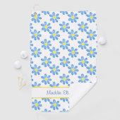 青いデイジー水彩模様2 ゴルフタオル (インサイチュ)