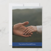 青いデイジー花の結婚式の日付を保存 招待状 (裏面)