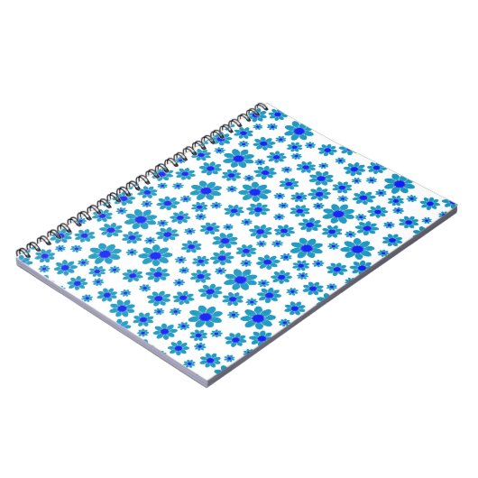 青いデイジー |フローラ繰り返しデイジーパターンのエスケープ ノートブック (左側)