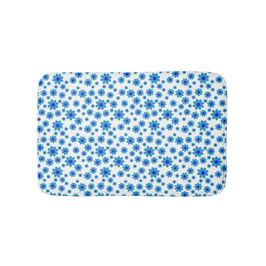 青いデイジー |フローラ繰り返しデイジーパターン バスマット (正面)