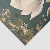 青いデカップティッシュペーパー上の白いマグノリアス 薄葉紙 (詳細)