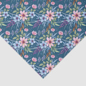 青いデコパージュに優美なピンクの花 薄葉紙 (詳細)