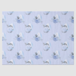 青いデコページの青い卵と花 薄葉紙