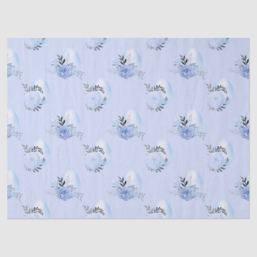 青いデコページの青い卵と花 薄葉紙 (正面)