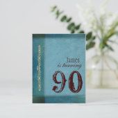 青いデザイナーの誕生日パーティー招待状 招待状 (スタンド正面)