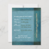 青いデザイナーの誕生日パーティー招待状 招待状 (裏面)