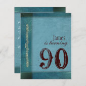 青いデザイナーの誕生日パーティー招待状 招待状 (正面/裏面)