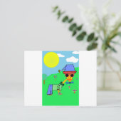 青いデザインの色 – 独自の文字 ポストカード (スタンド正面)