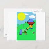 青いデザインの色 – 独自の文字 ポストカード (正面/裏面)