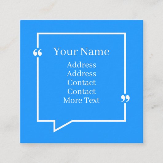 青いデザインの音声バブルの発表 スクエア名刺 (正面)