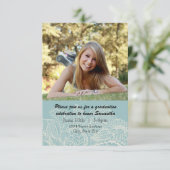 青いデザイン- 3x5卒業の発表 招待状 (スタンド正面)