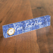 青いデジタルピクセルカムフラージュの質 デスクネームプレート (側面)