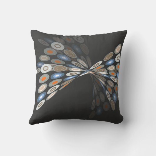 青いデジタル蝶グラフィックアートの枕クッション クッション (裏面)