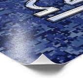 青いデジタル迷彩柄の銀製の天秤座の(占星術の)十二宮図の印 フォトプリント            (角)