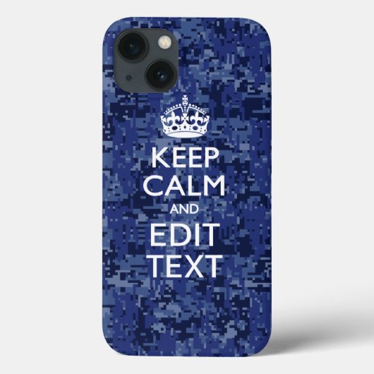 青いデジタル迷彩柄保でテキストを落ち着かせる Case-Mate iPhoneケース (裏面)