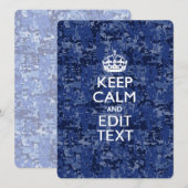 青いデジタル迷彩 KEEP CALM AND 編集テキスト (正面/裏面)