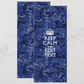 青いデジタル迷彩KEEP CALM エディットテキスト (正面/裏面)