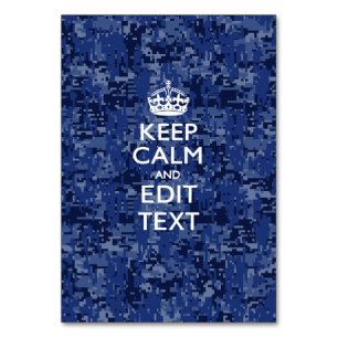 青いデジタル迷彩KEEP CALM エディットテキスト テーブルナンバー