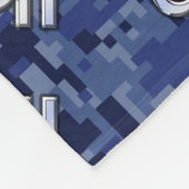 青いデジタル〔占星術の〕十二宮図のライブラリ迷彩柄 フリースブランケット (角)