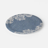 青いデニムおよびレースの国のシックな紙皿 ペーパープレート (アングル)