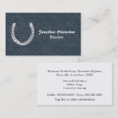 青いデニムおよび銀の蹄鉄 名刺 (正面/裏面)