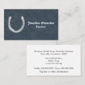 青いデニムおよび銀の蹄鉄 名刺 (正面/裏面)