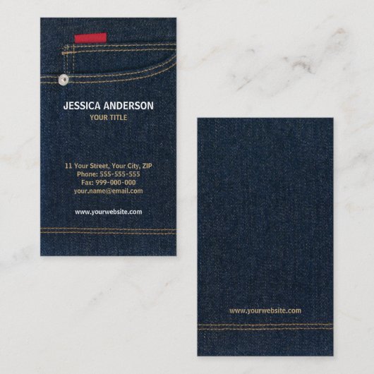 青いデニムのジーンズの名刺 名刺 (正面/裏面)