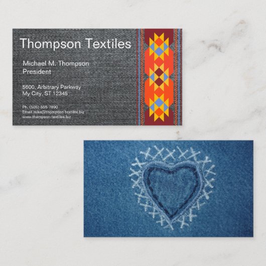 青いデニムのジーンズの生地のヴィンテージの衣類のブティック 名刺 (正面/裏面)