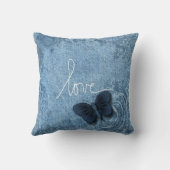 青いデニムの甘い蝶愛 クッション (裏面)