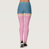 青いデニムの短パンとピンクの熱い魚網 レギンス (裏面)