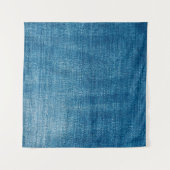 青いデニムジーンズの生地のクローズアップ。青いデニムジーン タペストリー (正面(横))