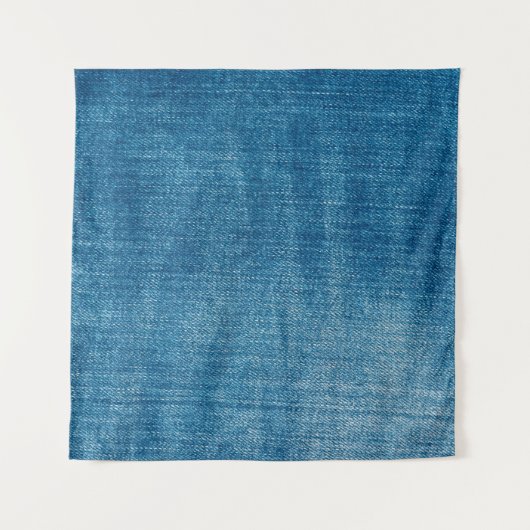 青いデニムジーンズの生地のクローズアップ。青いデニムジーン タペストリー (正面)