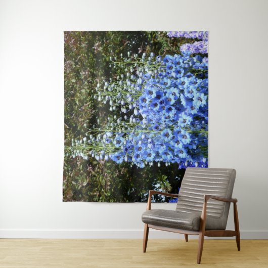 青いデルフィニウムの花園の自然 タペストリー (インサイチュ)