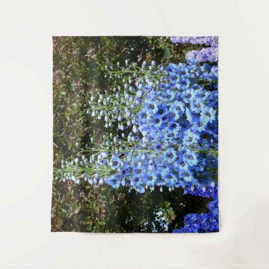 青いデルフィニウムの花園の自然 タペストリー (正面)