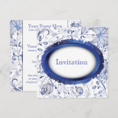 青いデルフトタイルの招待状 招待状 (正面/裏面)
