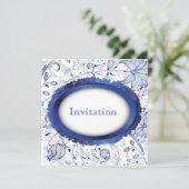 青いデルフトタイルの招待状 招待状 (スタンド正面)