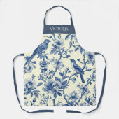 青いトイルパーソナライズされたの鳥みすぼらしいシック エプロン (正面)