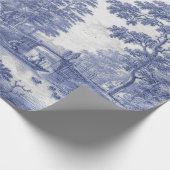 青いトイルヴィンテージフランスの分離 ラッピングペーパー (角)