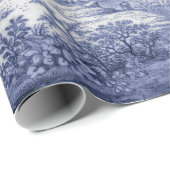 青いトイルヴィンテージフランスの分離 ラッピングペーパー (ロールコーナー)