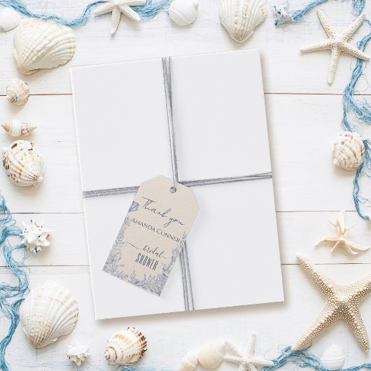 青いトイレの海洋をテーマにした ブライダルシャワー ギフトタグ