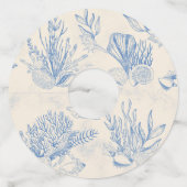 青いトイレの海洋をテーマにした ブライダルシャワー ワイングラスタグ (正面)