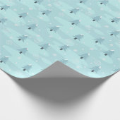 青いトウヒの木と雪のクリスマスパターン ラッピングペーパー (角)