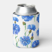 青いトウモロコシの花：水の色のフローラシームレス。 缶クーラー (缶正面)
