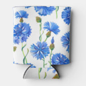 青いトウモロコシの花：水の色のフローラシームレス。 缶クーラー (正面)