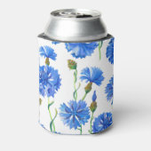 青いトウモロコシの花：水の色のフローラシームレス。 缶クーラー (缶裏面)