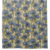 青いトウモロコシの花、花はホニー黄色 シャワーカーテン (正面)