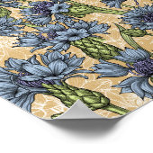 青いトウモロコシの花、花はホニー黄色 ポスター (角)