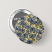 青いトウモロコシの花、花はホニー黄色 缶バッジ (正面&裏面)